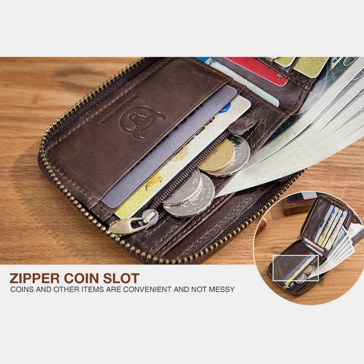 RFID Antimagnetische Vintage Geldbörse aus echtem Leder