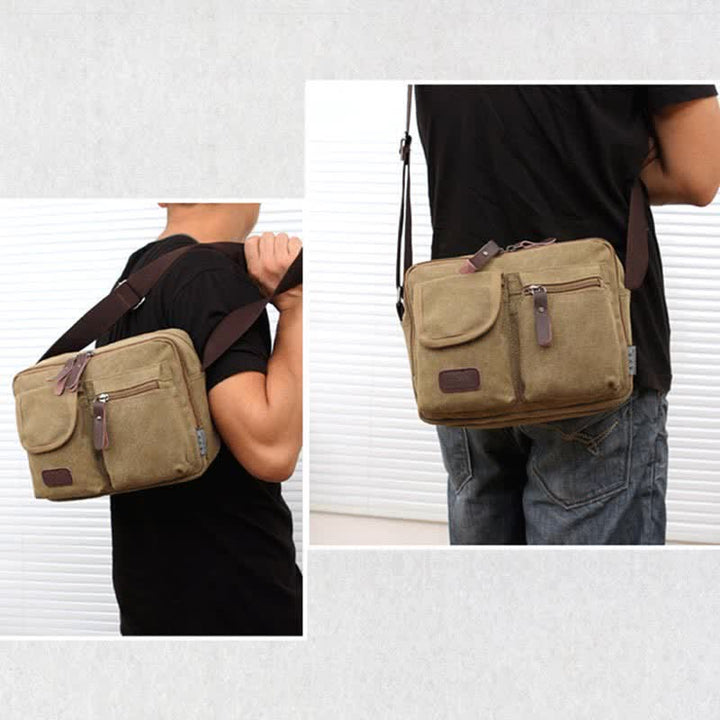 Retro Herren Canvas Messner Bag Casual Satchel Umhängetasche Schultertasche