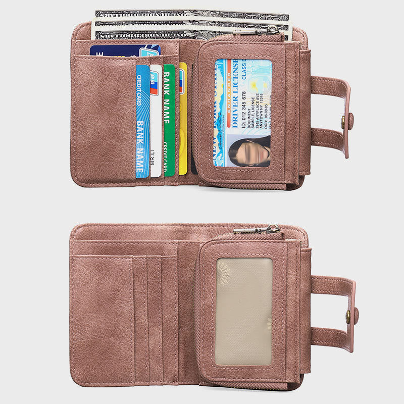 Geldbörse Damen Retro Schlank Leder RFID Einkaufstasche