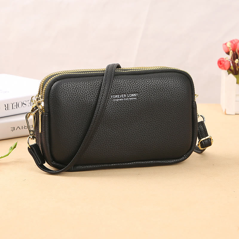 Handytasche mit drei Fächern für Damen, große Umhängetasche