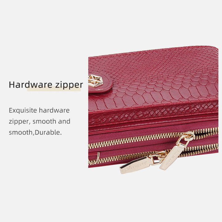 Solide Schlangenhaut-Grain-Telefontasche für Frauen Elegante Crossbody-Geldbörse