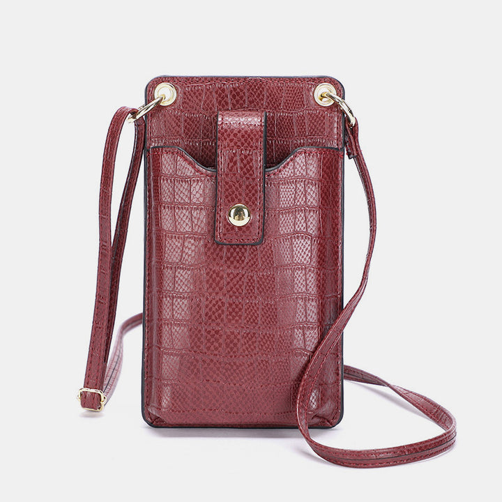 Umhängetasche aus Leder für Damen, universelle Handytasche mit Kartenfächern