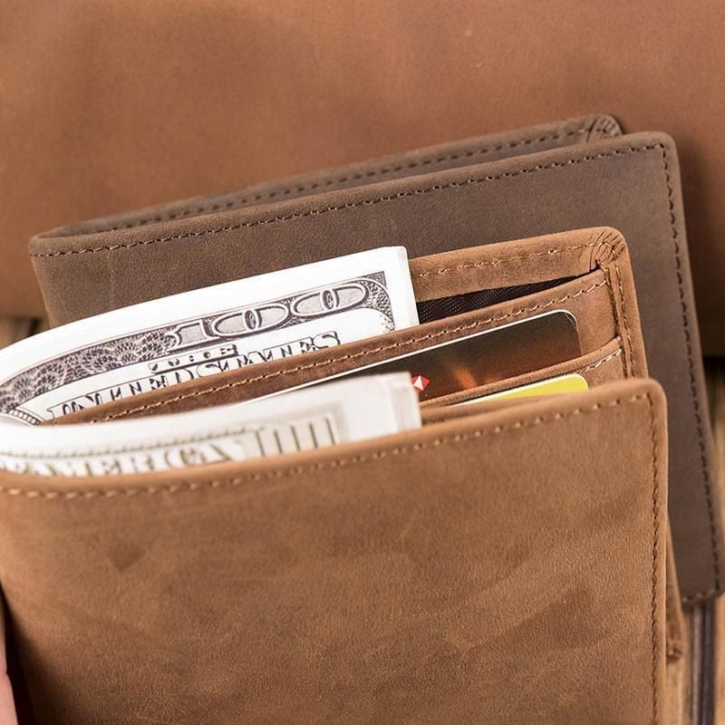 Dünne Brieftasche für die Familie, mit Laser-Inschrift, Leder, Geldbörse, Geschenk