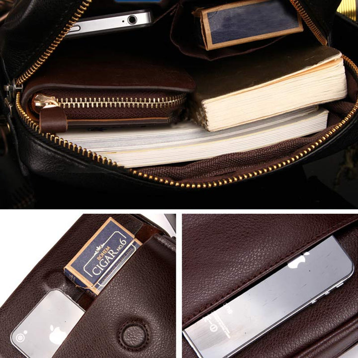 Herren Leder Umhängetasche Crossbody Bag Kleine Messenger Bag für die Arbeit Business
