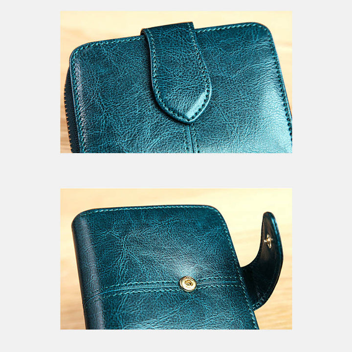 Kurze Geldbörse aus echtem Leder im Vintage-Stil