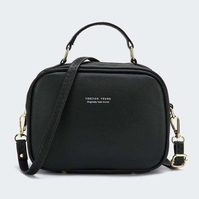 Tasche mit Henkel oben für Damen, einfache Umhängetasche aus einfarbigem PU-Leder