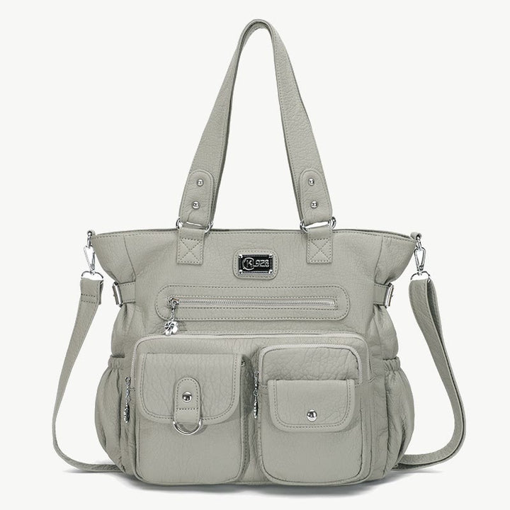 Große Umhängetasche für Damen mit mehreren Taschen und zwei Verwendungsmöglichkeiten