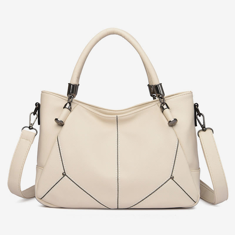 Weiche Lederhandtasche für Damen, verstellbarer breiter Riemen, minimalistische Umhängetasche