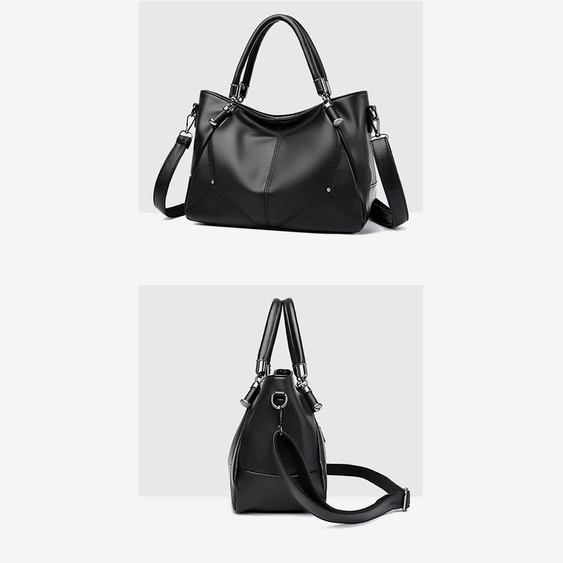 Weiche Lederhandtasche für Damen, verstellbarer breiter Riemen, minimalistische Umhängetasche