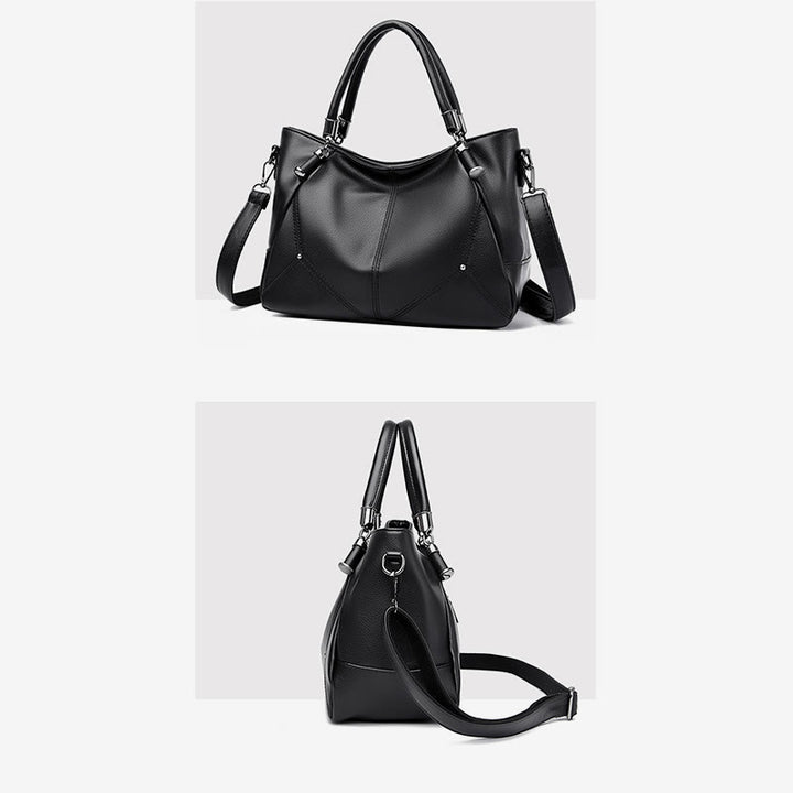 Weiche Lederhandtasche für Damen, verstellbarer breiter Riemen, minimalistische Umhängetasche