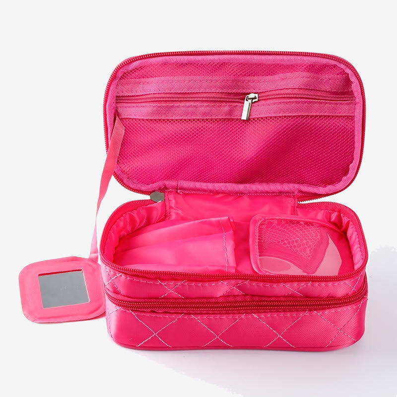 Wasserdichte Make-up-Tasche mit zwei Fächern, tragbare Aufbewahrungstasche aus Nylon