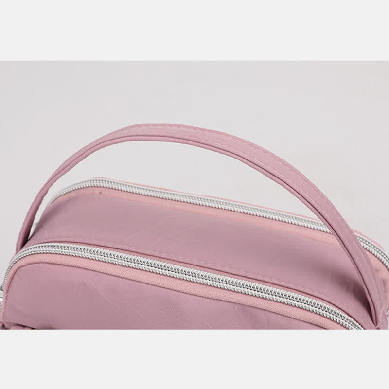 Umhängetasche für Damen, Schultertasche mit Dreifach-Reißverschluss, lässige Nylon-Geldbörse