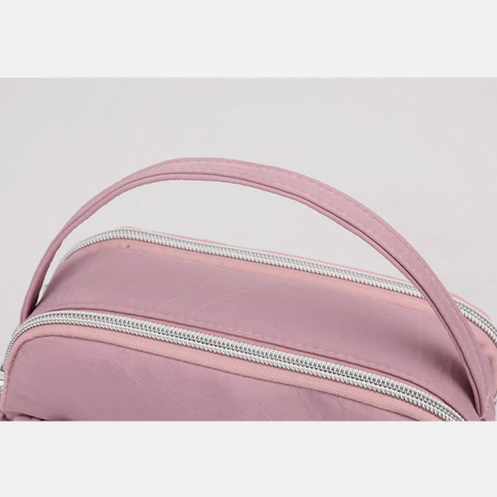 Umhängetasche für Damen, Schultertasche mit Dreifach-Reißverschluss, lässige Nylon-Geldbörse