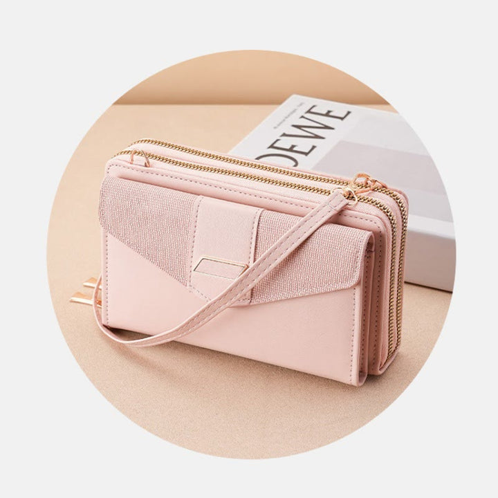 Handytasche für Damen, PU-Leder, Umhängetasche mit mehreren Fächern und Reißverschluss