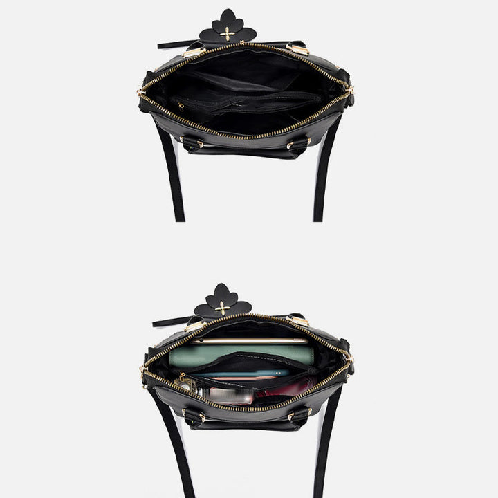 Florale Lederhandtasche für Damen, elegante Umhängetasche