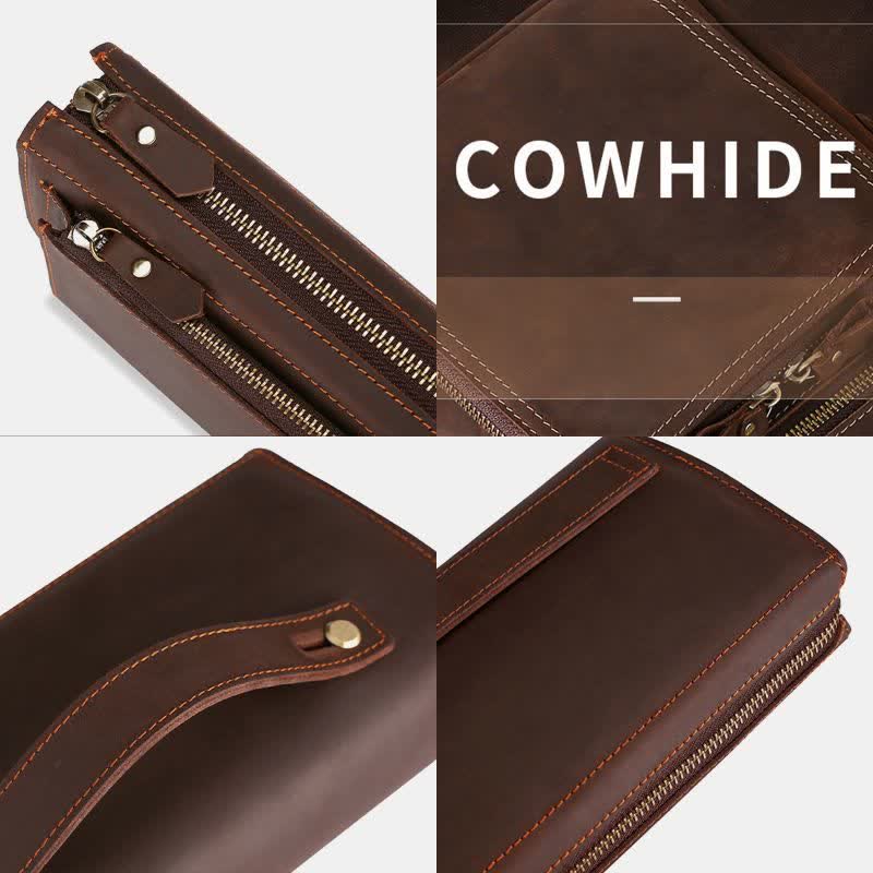 Große Kapazität Leder Männer Clutch Handtasche lange Brieftasche Handytasche