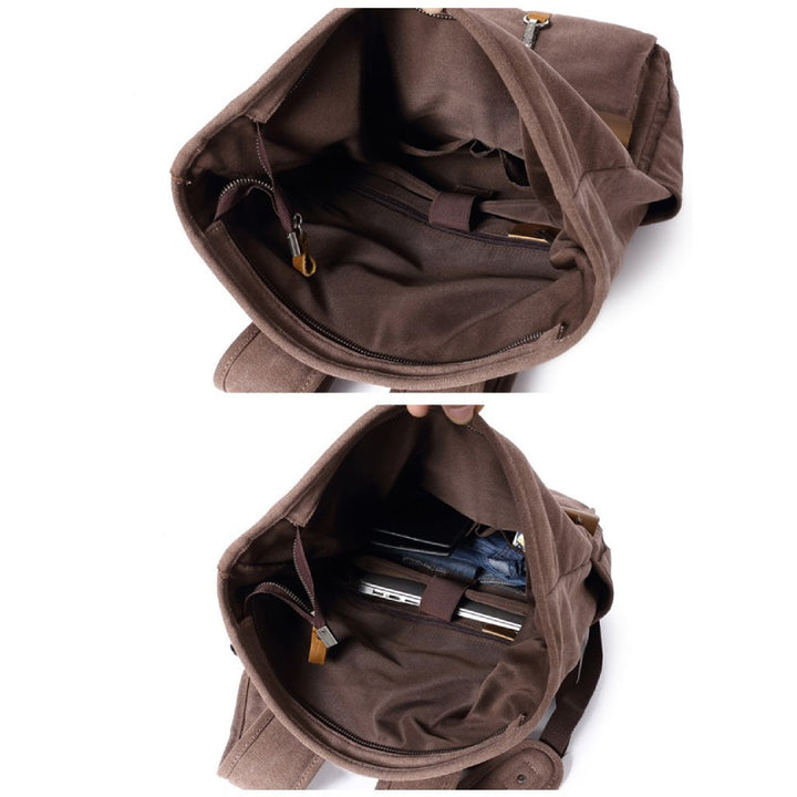 Unisex Canvas Leder Wandern Reise Rucksack Rucksack Schultasche Daypack