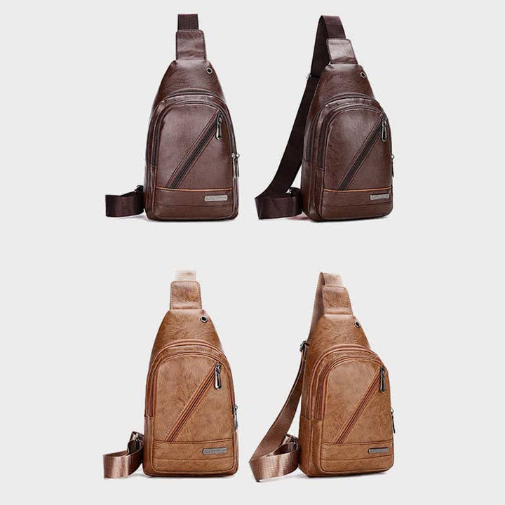Leder-Umhängetasche für Herren, für Outdoor-Reisen, Brusttasche, Tagesrucksack