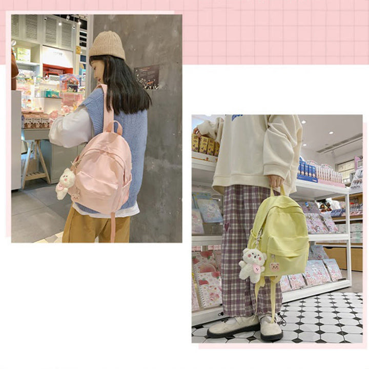 Rucksack für Damen, lässig, cool, solides Nylon, Schul-Umhängetasche
