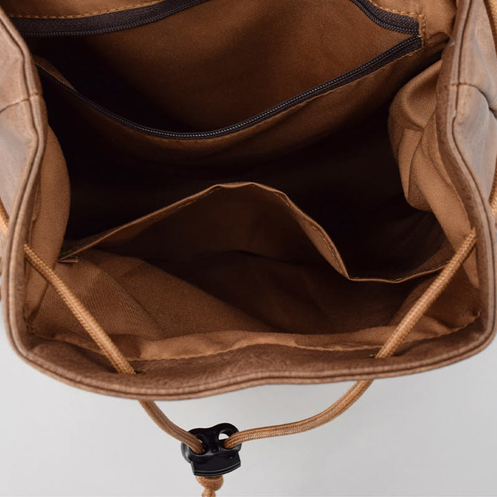 Vintage Quaste Rucksack Frauen Bohemian Kordelzug Leder Reise Geldbörse