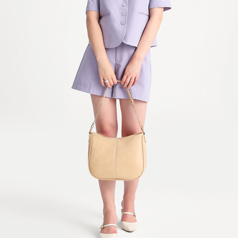 Umhängetasche für Damen mit doppeltem Riemen, elegante Tasche aus PU-Leder