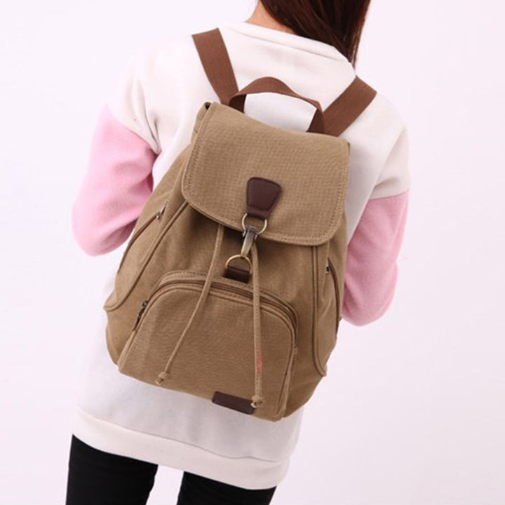 Canvas-Rucksack für Damen und Mädchen, Vintage-Stil, mit Kordelzug, für die Schule, Reisen