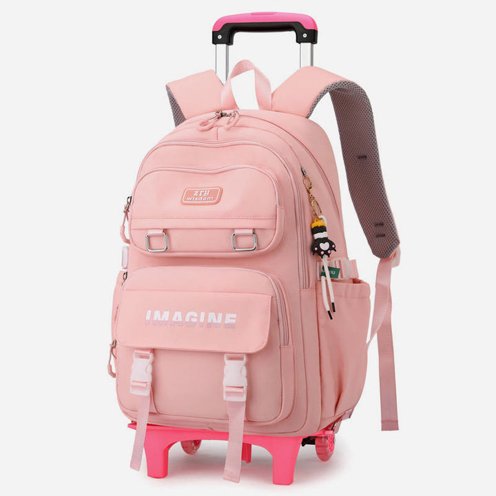 Mädchen Rollrucksack für die Schule wasserdichte Nylonräder Geldbörse