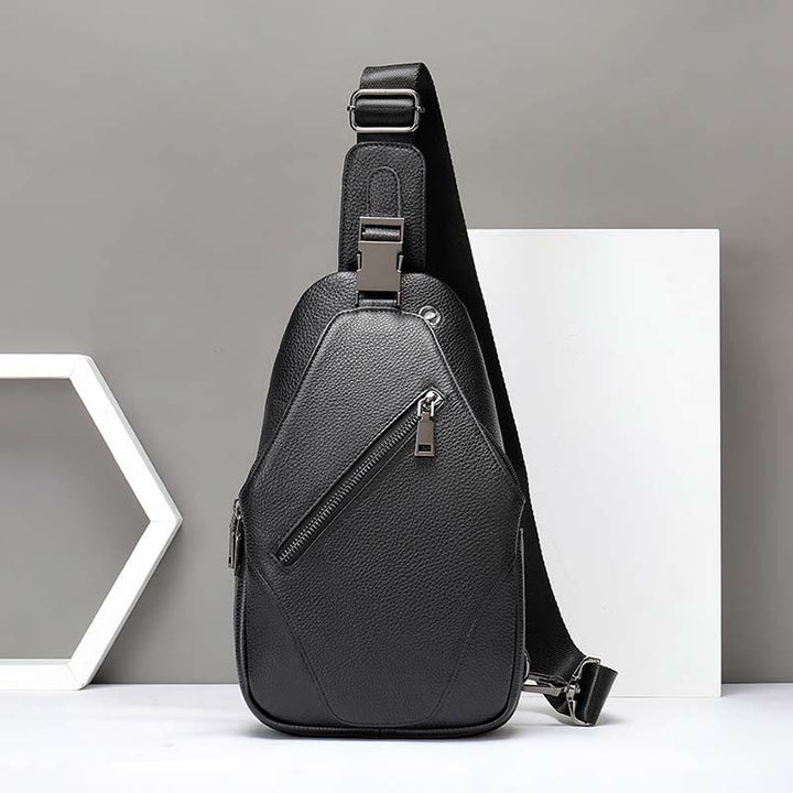 Schultertasche für Herren aus echtem Leder, lässiger Einkaufs-Tagesrucksack
