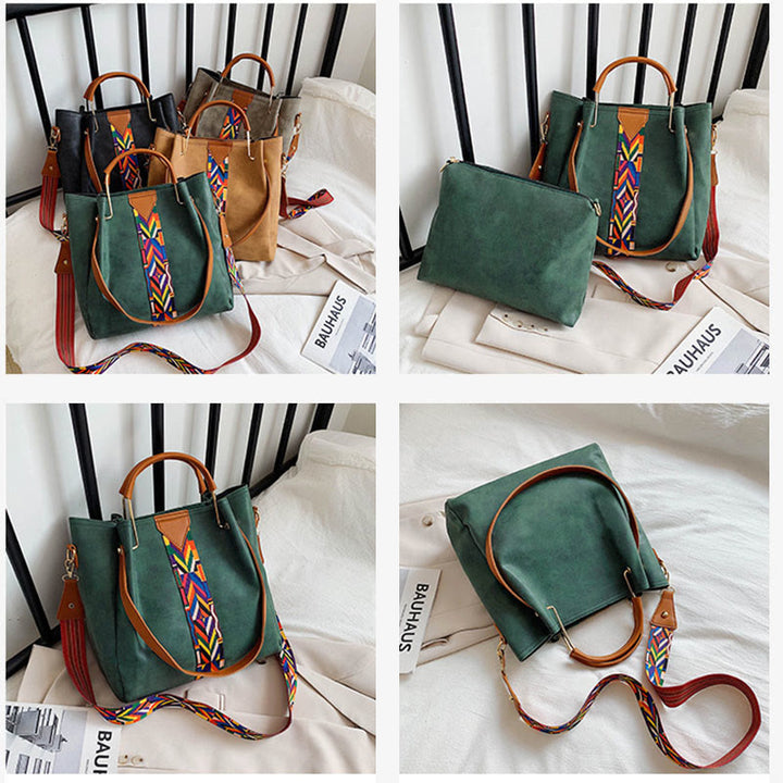 Top-Griff-Tasche für Damen, Vintage, mattiert, große Kapazität, zweiteilige Umhängetasche