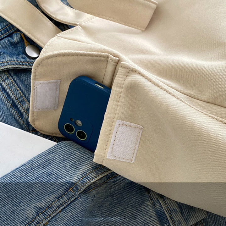 Tragetasche für Damen, schlichte Schultertasche mit Abzeichen-Dekor