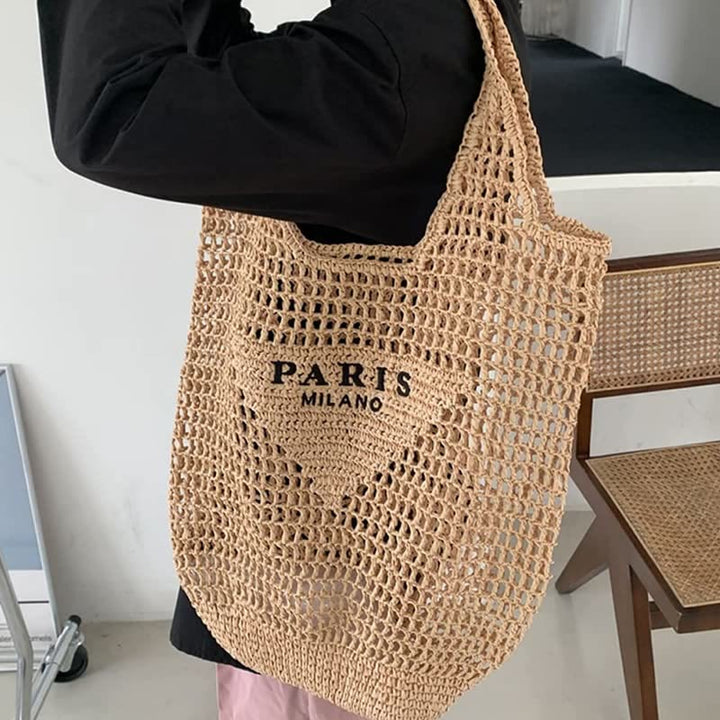 Strandtasche für Damen, gestrickte Retro-Handtasche mit ausgehöhlter Öffnung - image 7