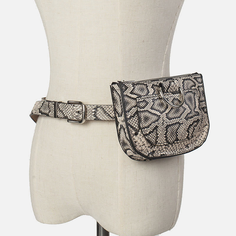 Mini-Gürteltasche für Damen aus Schlangenhaut-Garnleder
