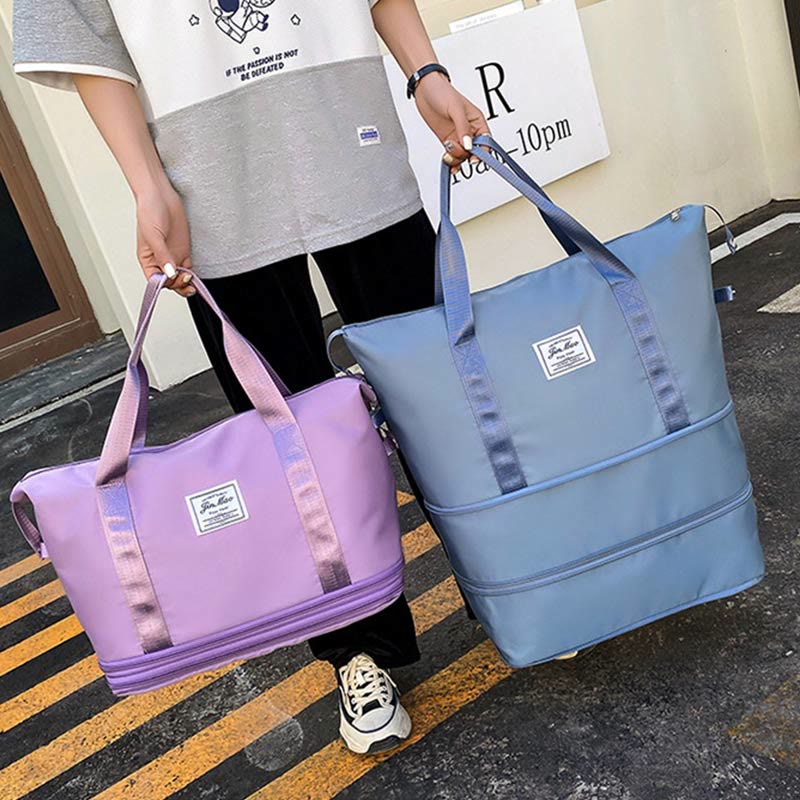 Reisetasche mit doppelter Erweiterung für Damen, groß, leicht, Oxford-Reisetasche