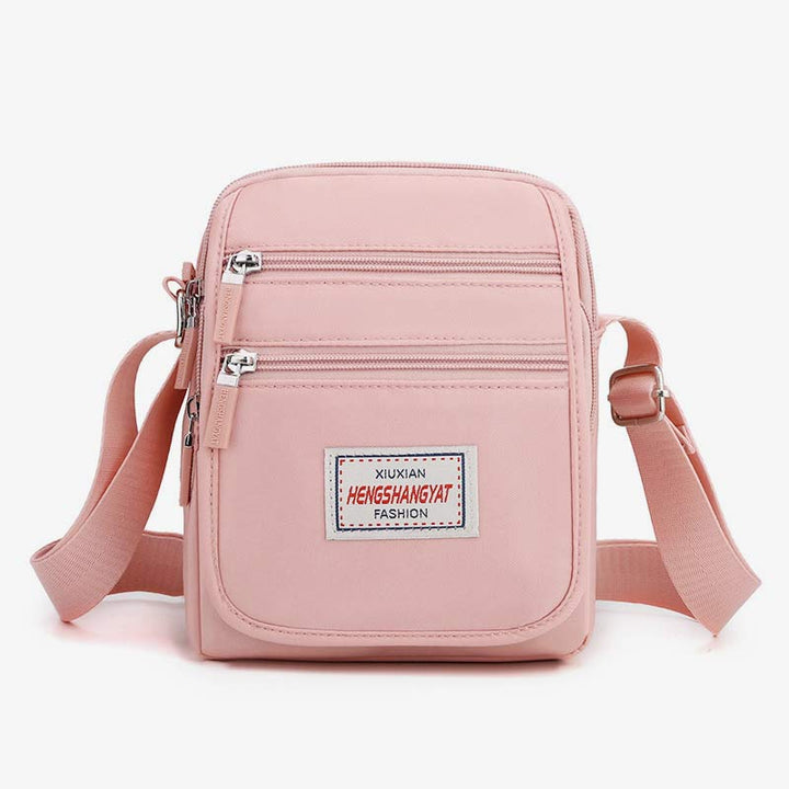 Funktionelle Damen-Geldbörse mit mehreren Taschen, einfarbiges Nylon, Umhängetasche