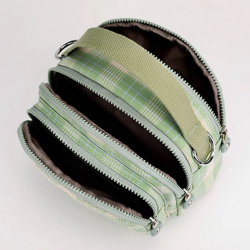 3-lagige Umhängetasche für Damen, leichte Schultertasche mit Karomuster