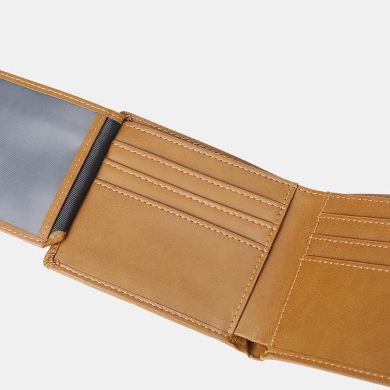 Gravierte Herren-Geldbörse, dreifach faltbar, Leder, Kartenhalter, Geschenke für Sohn und Enkel
