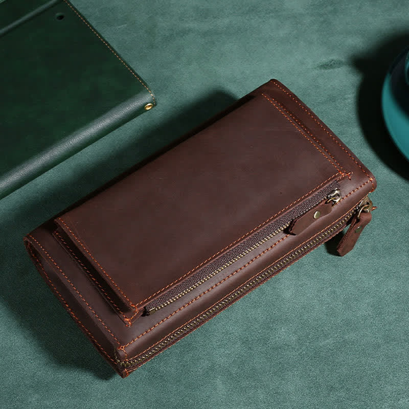 Große Kapazität Leder Männer Clutch Handtasche lange Brieftasche Handytasche