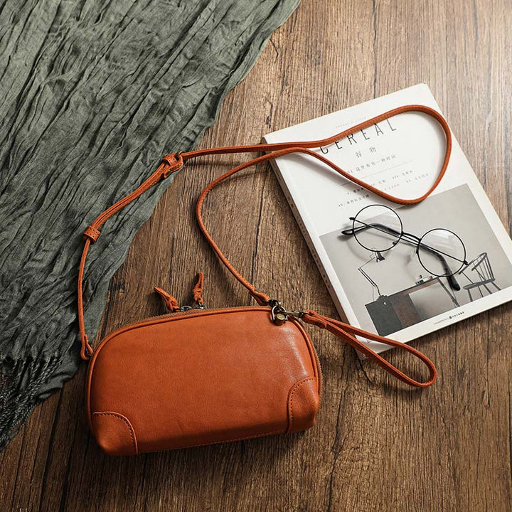 Geldbörsen mit mehreren Taschen für Damen, Retro-Mini-Umhängetasche aus Leder