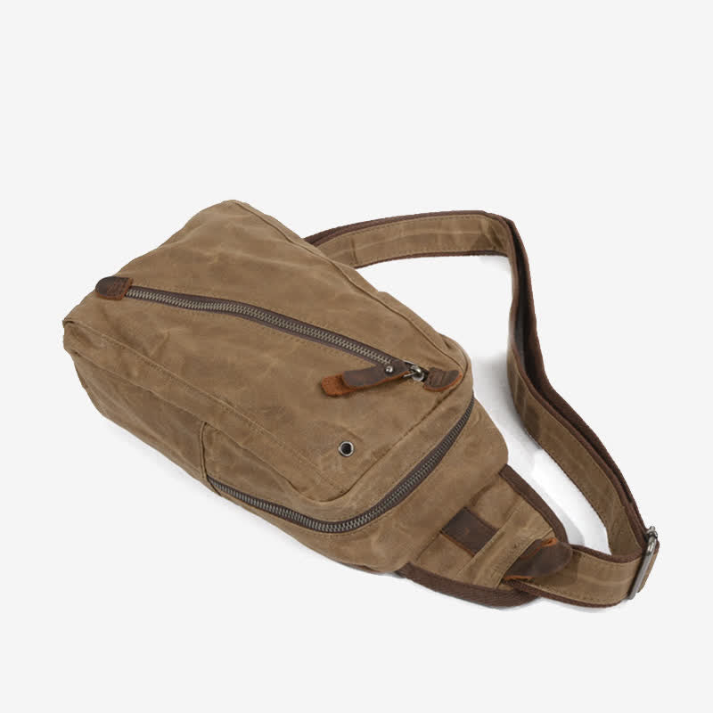 Schultertasche aus Canvas, Brusttasche, Reise-/Wanderrucksack, Umhängetasche, Tagesrucksack