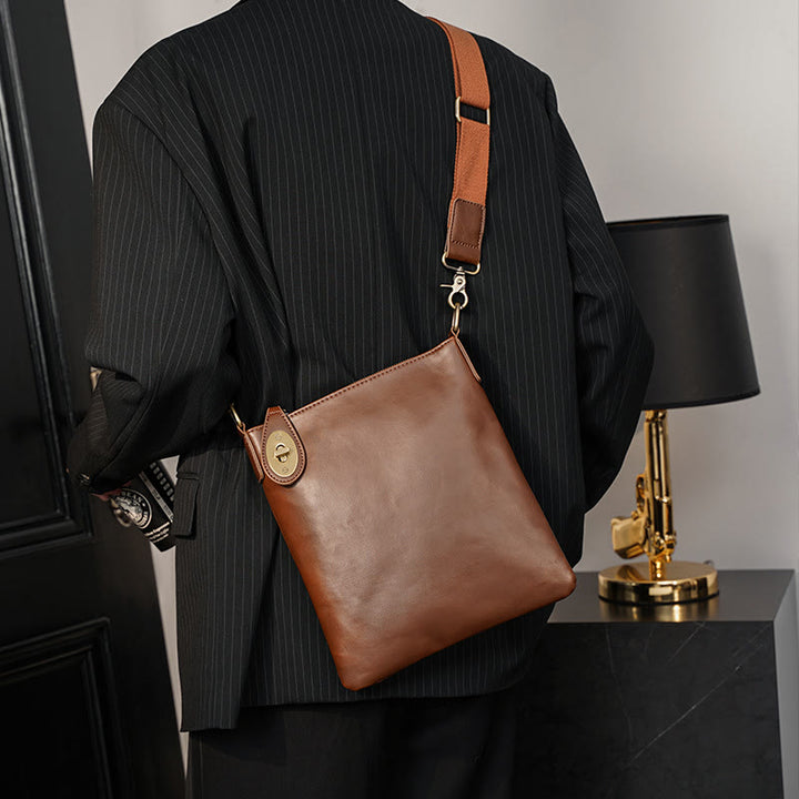Umhängetasche für Herren, Business, einfache Umhängetasche aus Retro-Leder