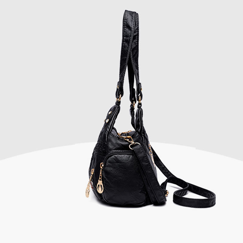 Umhängetasche mit mehreren Taschen für Damen, bunt, groß, Leder, Umhängetasche