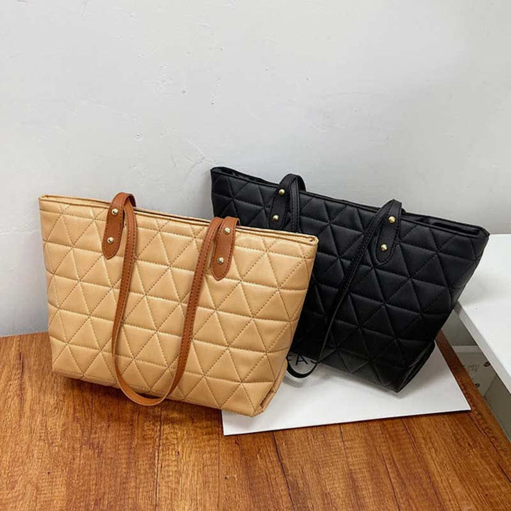 Große Kapazität Tragetaschen Gesteppte Leder Schultertasche Damen Handtasche