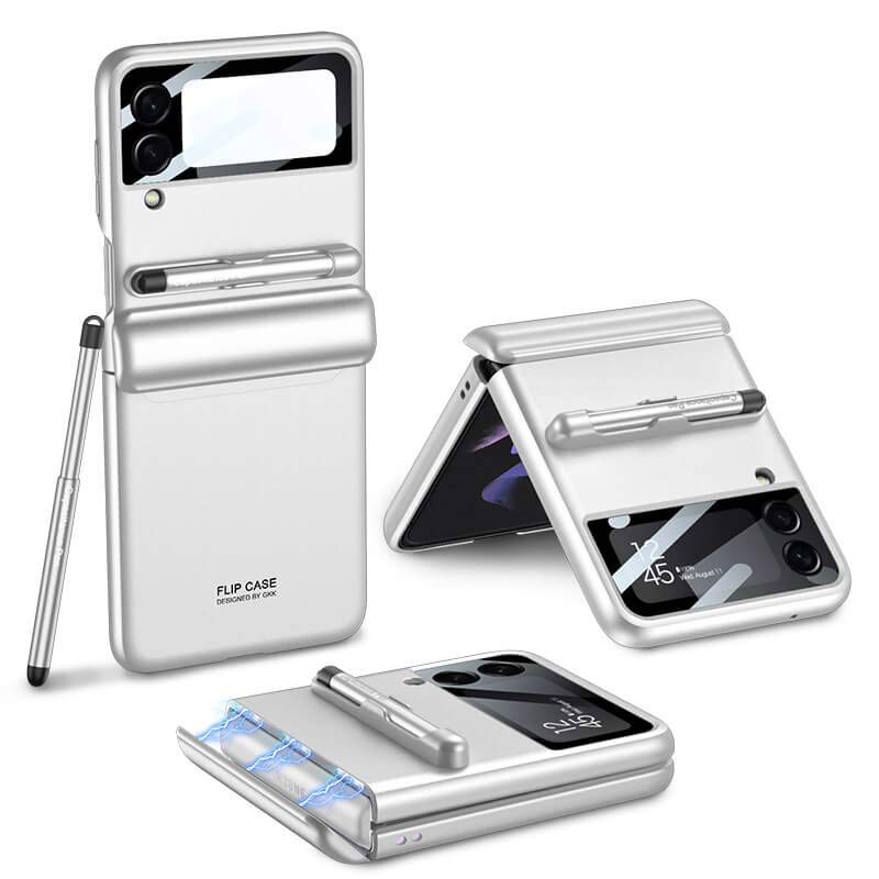 Handyhülle für Galaxy Z Flip 3 mit Stift, Anti-Drop-Scharnierschutz, Telefonabdeckung