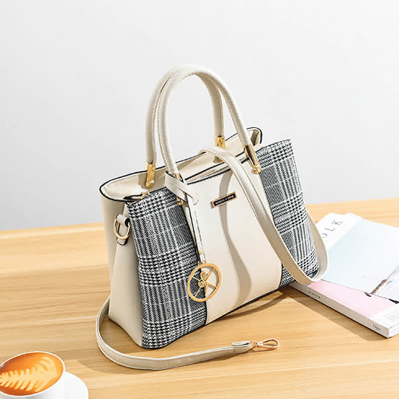 Umhängetasche mit drei Fächern, Schultertasche, Handtasche für Damen