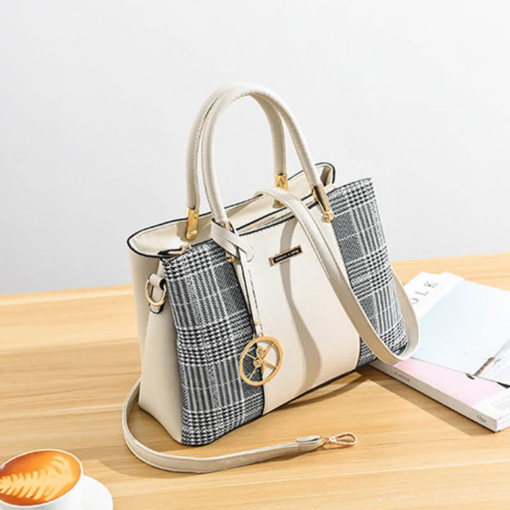 Umhängetasche mit drei Fächern, Schultertasche, Handtasche für Damen