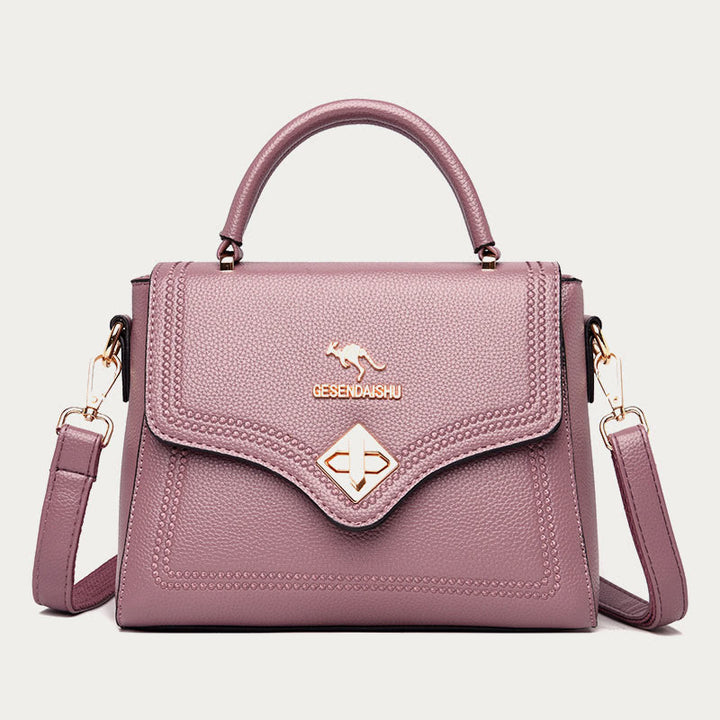 Klassische Tragetasche für den Weg zur Arbeit, minimalistische kleine Lederhandtasche