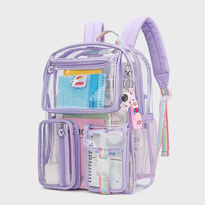 Transparenter Rucksack für Schüler, große Kapazität, Freizeit-Tagesrucksack aus PVC