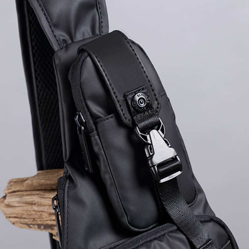 Schultertasche für Herren, Schwarz, großes Fassungsvermögen, minimalistischer Oxford-Umhängerucksack