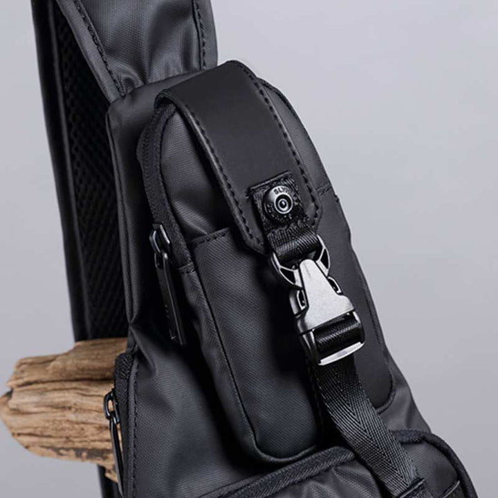 Schultertasche für Herren, Schwarz, großes Fassungsvermögen, minimalistischer Oxford-Umhängerucksack