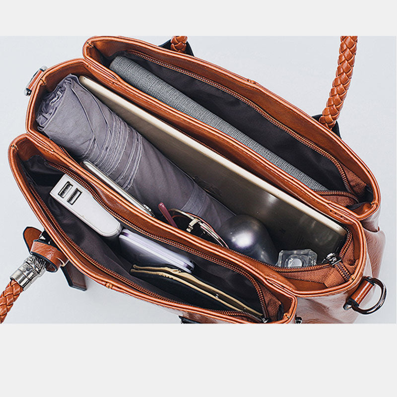 Klassische Retro-Handtasche mit mehreren Taschen 